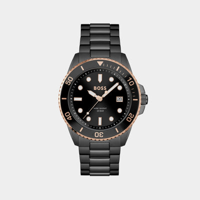 Ace Men Quartz Black Dial Analog Stainless Steel Watch 1514013