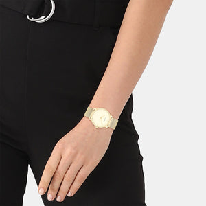 Ck Iconic Unisex Quartz Champagne Dial Analog Mesh Watch 25200159