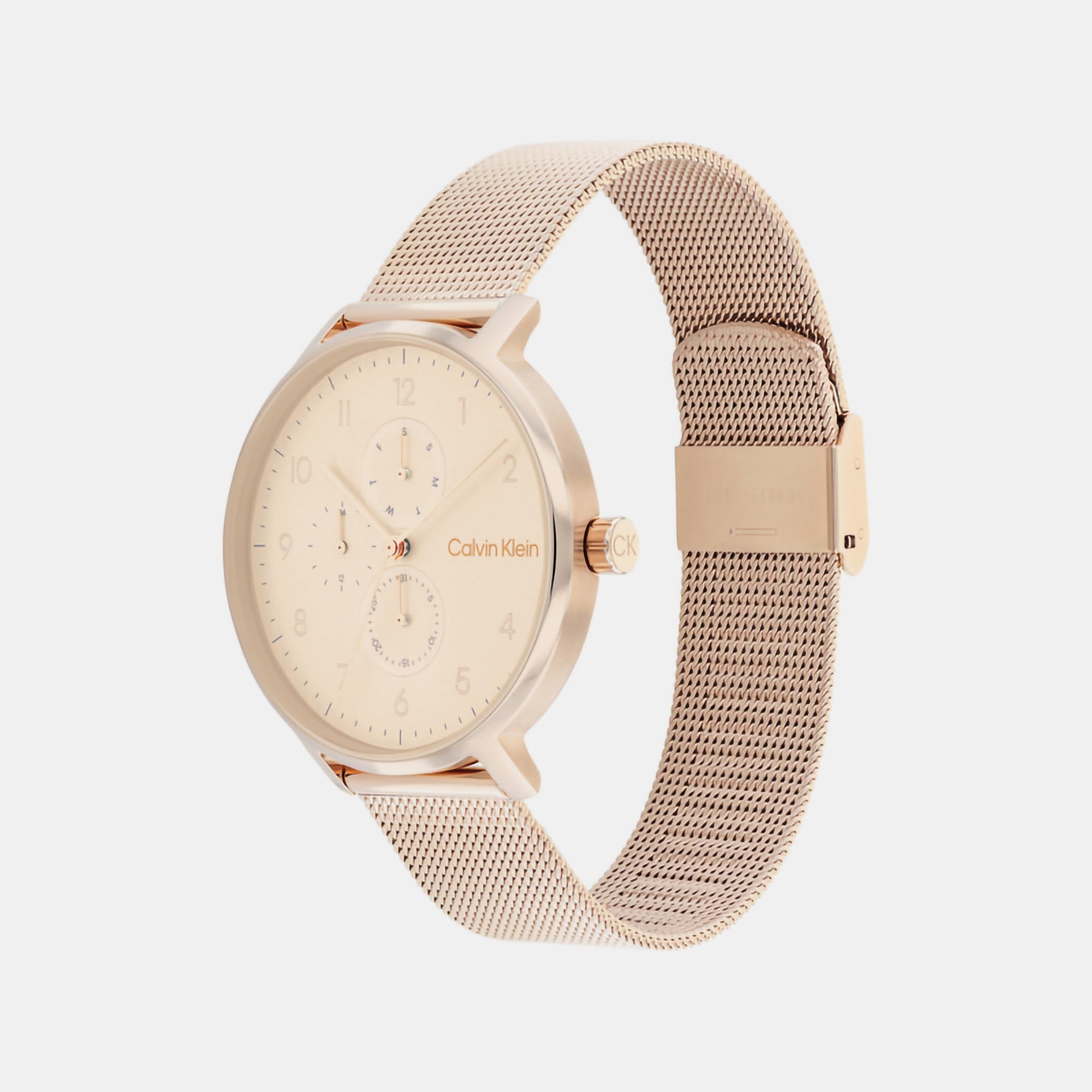 Ck Stun Unisex Quartz Gold Dial Analog Mesh Watch 25200402