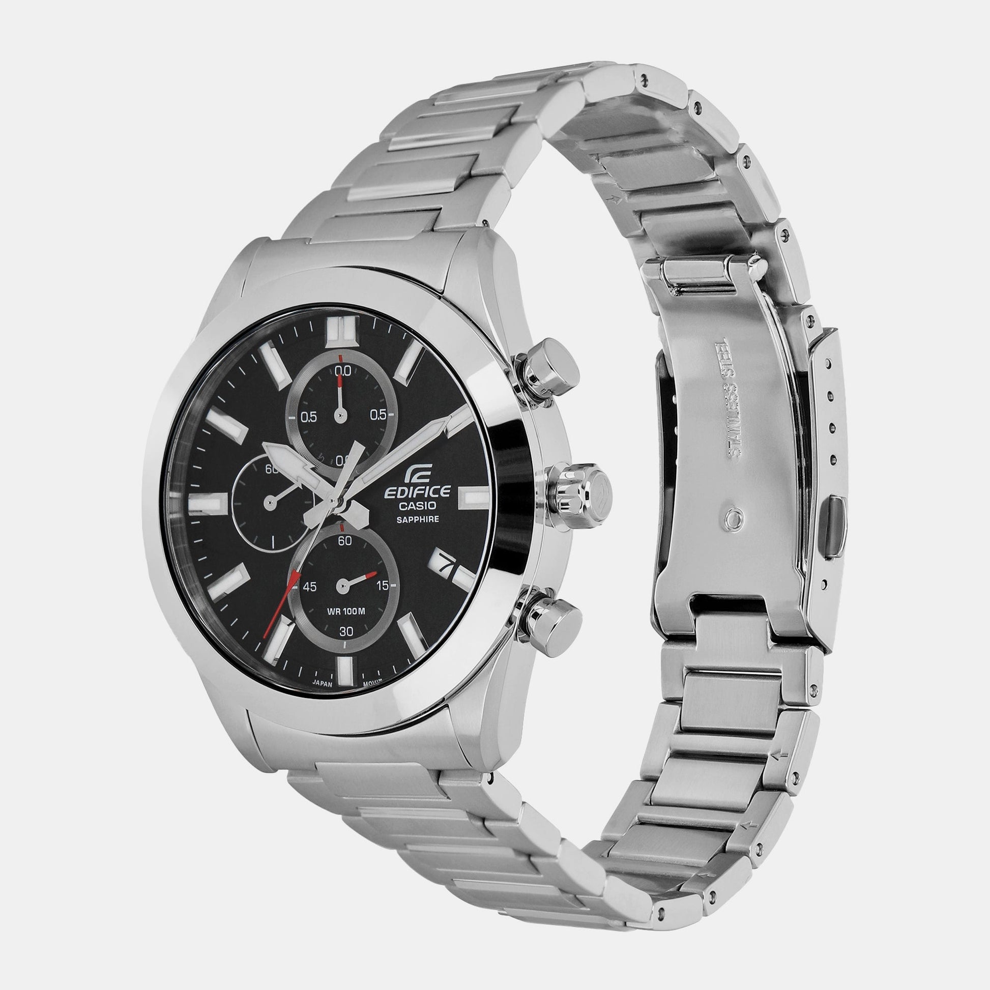 Edifice Men Quartz Black Dial Chronograph Stainless Steel Watch ED580