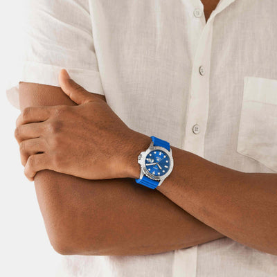 Fossil Blue Dive Men Quartz Blue Dial Analog Silicone Watch FS5998