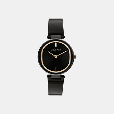 Ck Elevated Women Quartz Black Dial Analog Stainless Steel Watch 25200310