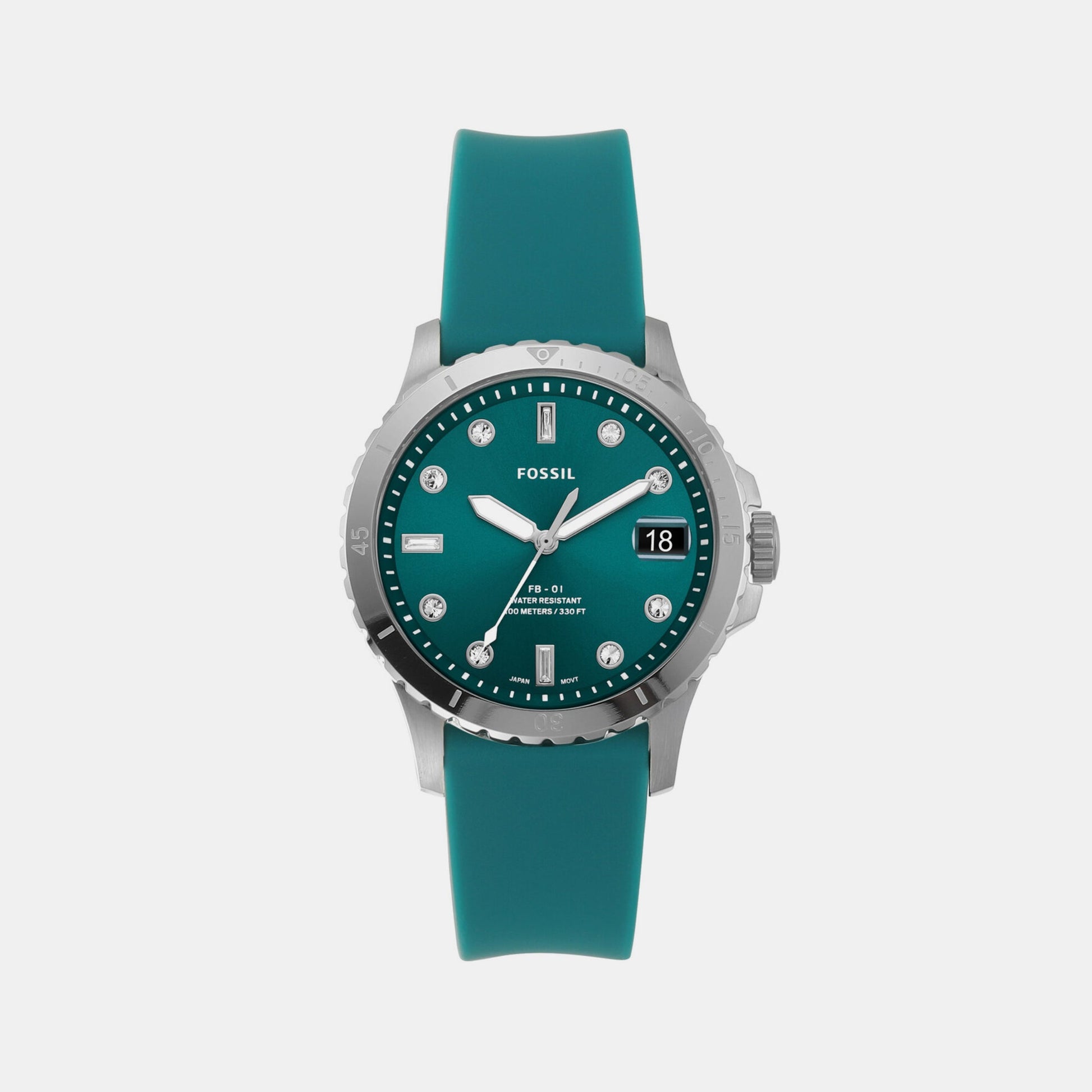 Fb-01 Women Quartz Green Dial Analog Silicone Watch ES5287