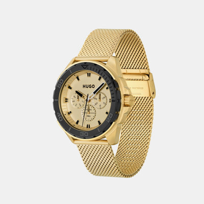 Fresh Men Quartz Gold Dial Chronograph Mesh Watch 1530288