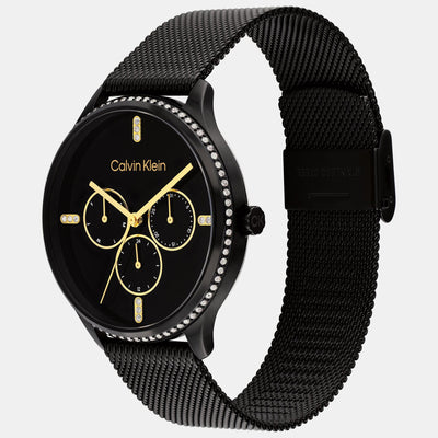 Ck Dress Women Quartz Black Dial Multi-Function Mesh Watch 25200369