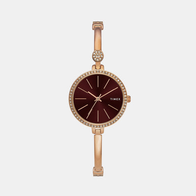 Fria Women Quartz Brown Dial Analog Brass Watch TWEL18403