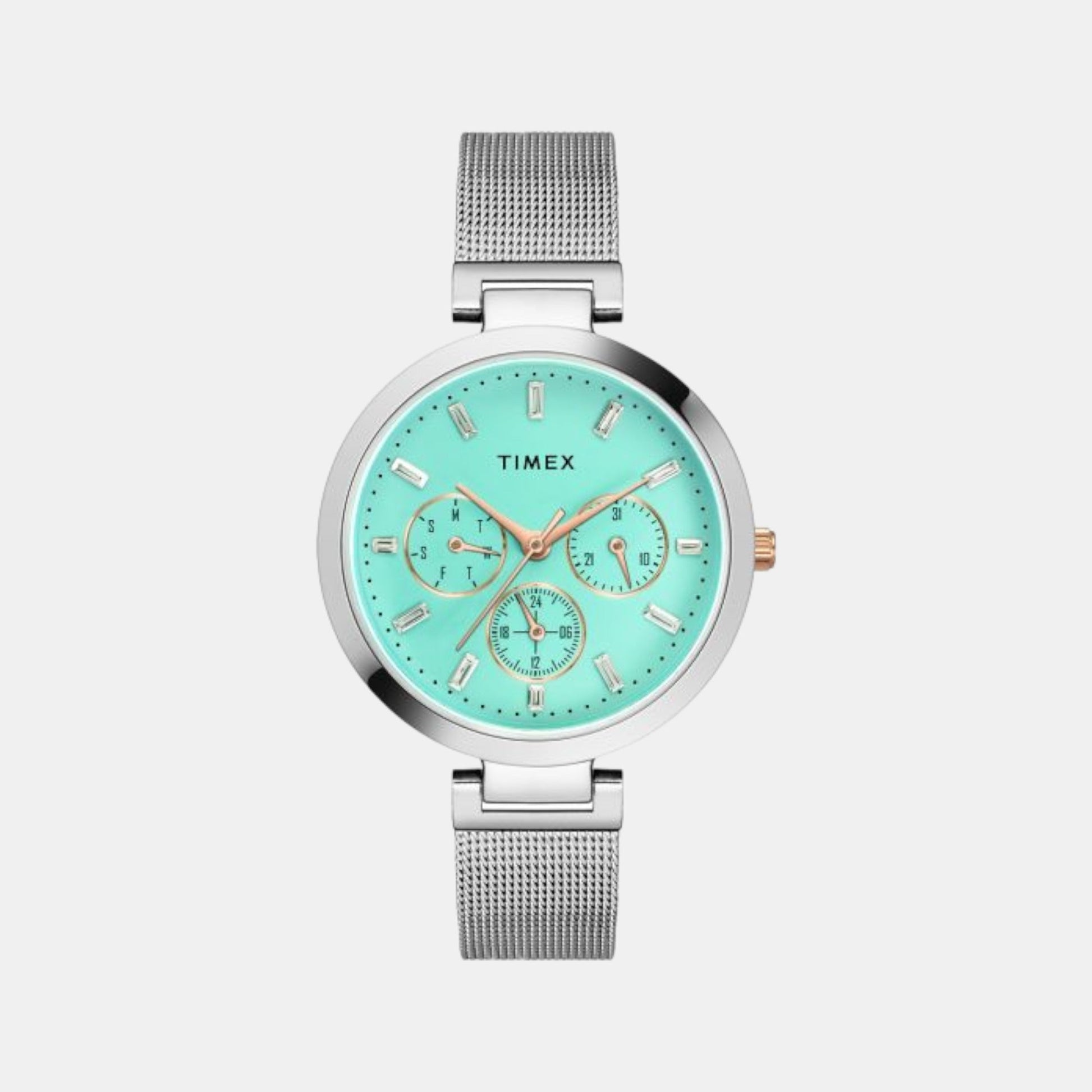 Fashion Women Quartz Blue Dial Chronograph Stainless Steel Watch TW000X241