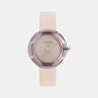 Circular Women Quartz Pink Dial Analog Leather Watch 25200021