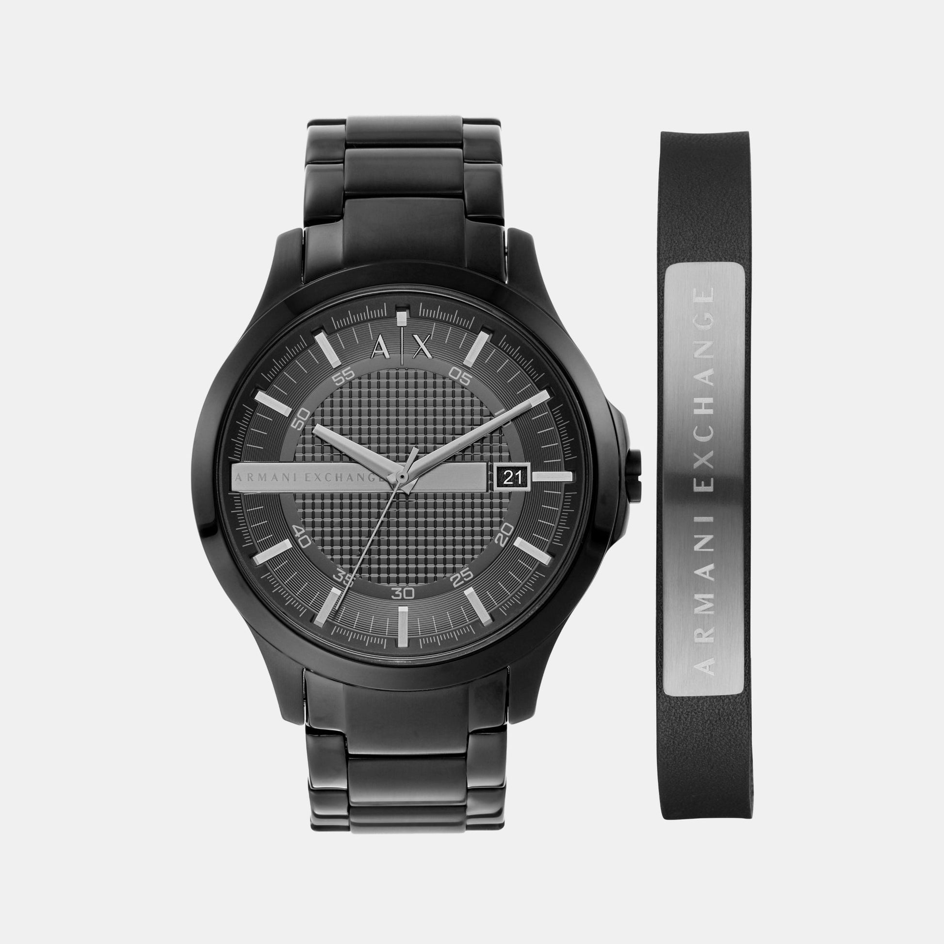 Hampton Men Quartz Black Dial Analog Stainless Steel Watch AX7101