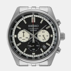 Dress Men Quartz Black Dial Chronograph Stainless Steel Watch SSB429P1