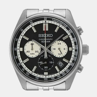 Dress Men Quartz Black Dial Chronograph Stainless Steel Watch SSB429P1