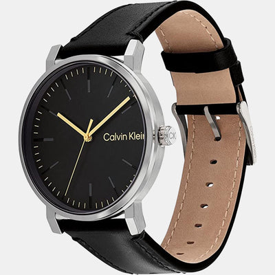 Ck Slate Men Quartz Black Dial Analog Leather Watch 25200262