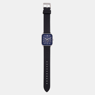 Enticer Men Quartz Blue Dial Chronograph Leather Watch A2185