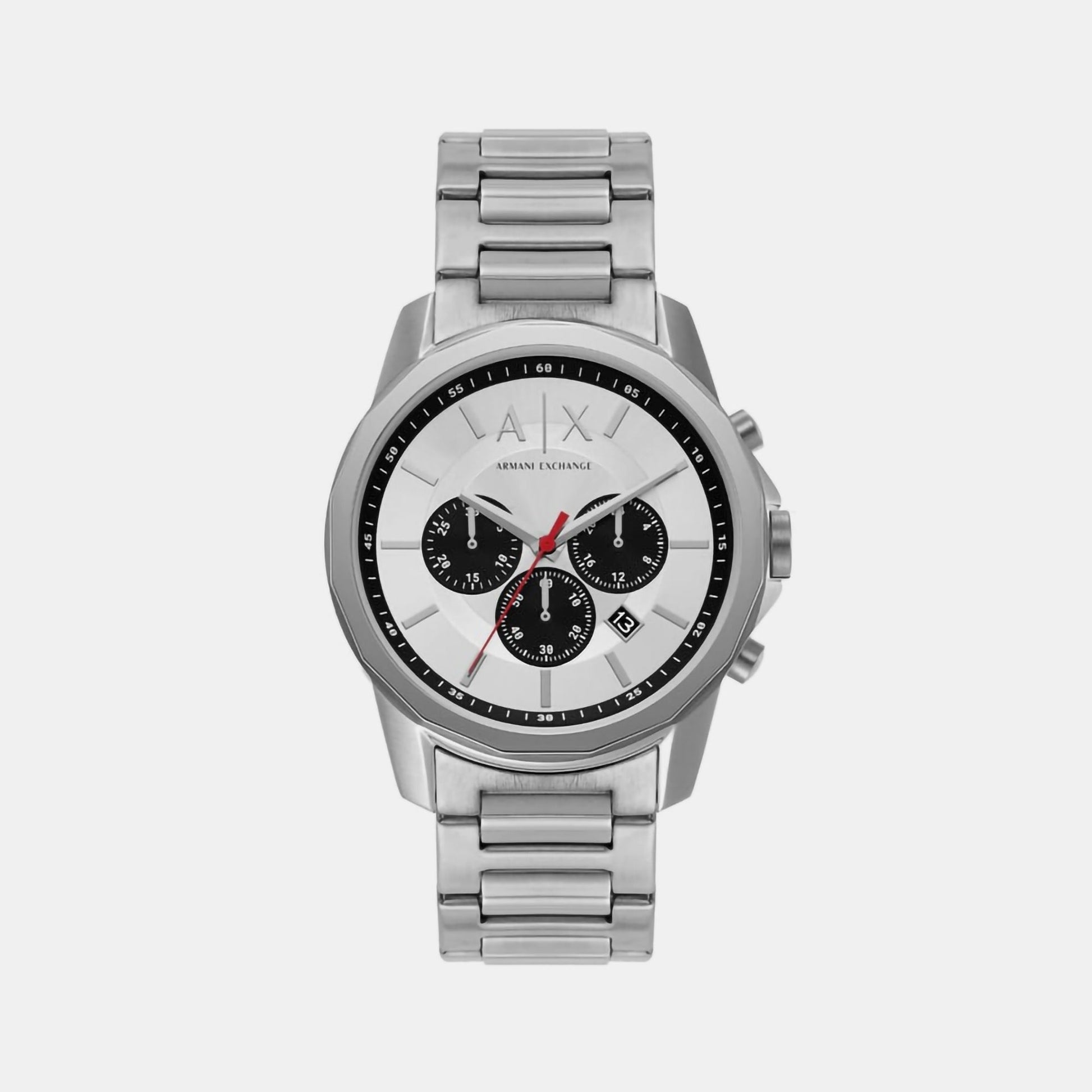 Banks Men Quartz Silver Dial Chronograph Stainless Steel Watch AX1742
