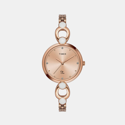 Fria Women Quartz Rose Gold Dial Analog Brass Watch TWEL18103