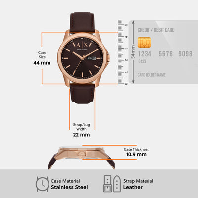 Banks Men Quartz Brown Dial Analog Leather Watch AX1740