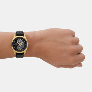 Dante Men Quartz Black Dial Analog Leather Watch AX1876