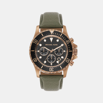 Everest Men Quartz Two Tone Dial Chronograph Leather Watch MK9090