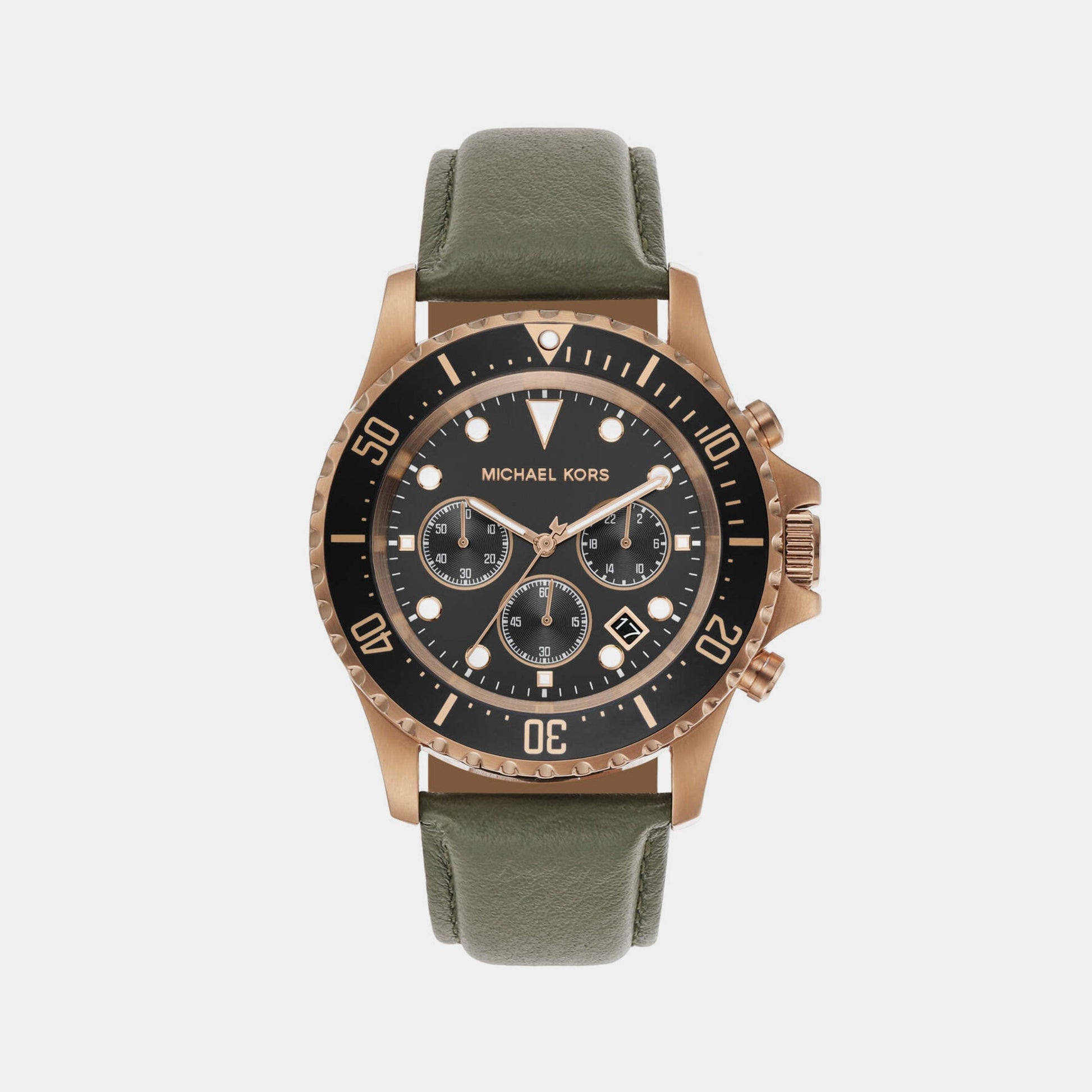 Everest Men Quartz Two Tone Dial Chronograph Leather Watch MK9090
