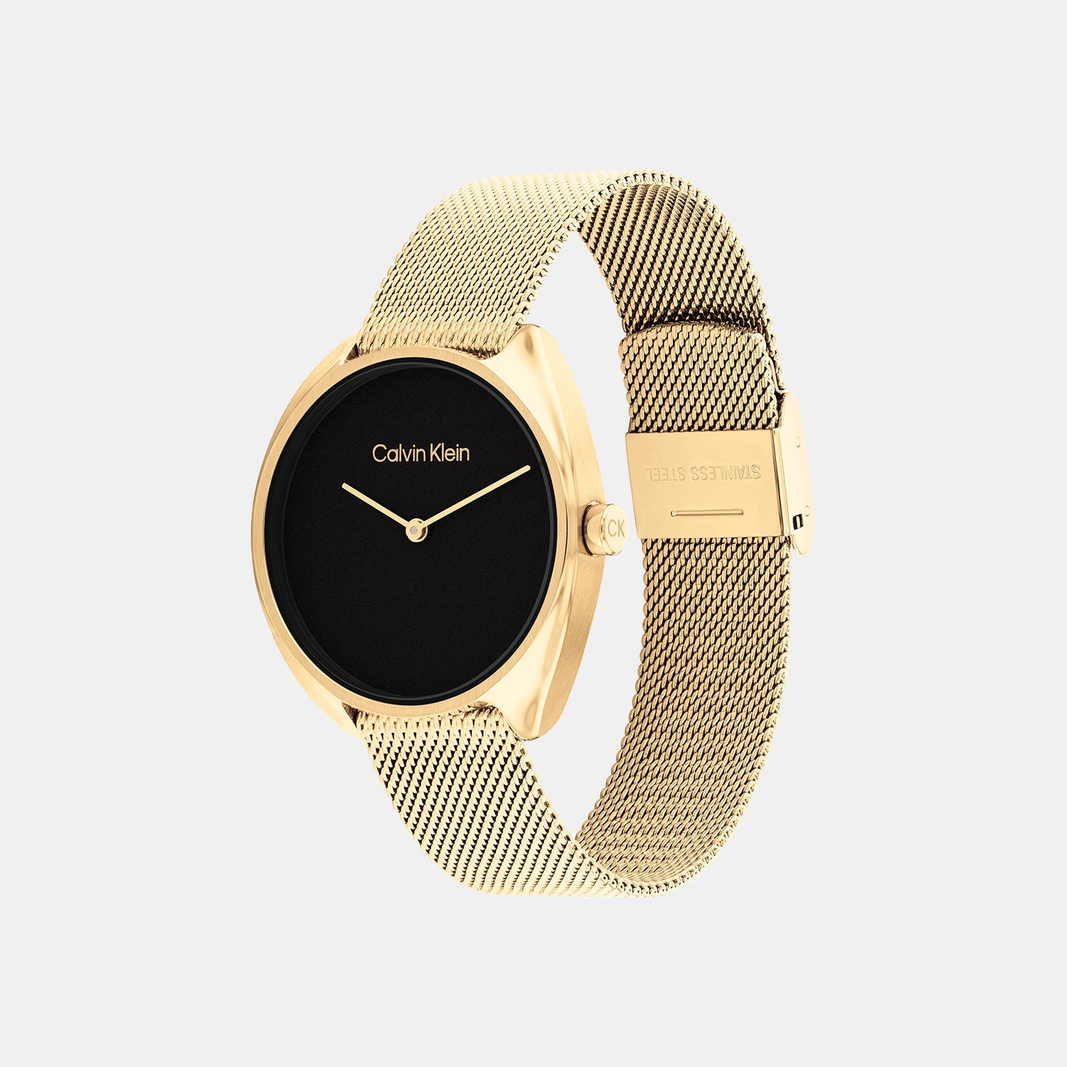 Ck Adorn Women Quartz Black Dial Analog Mesh Watch 25200271