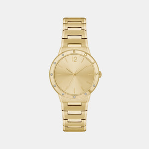 Breath Women Quartz Gold Dial Analog Stainless Steel Watch 1502715