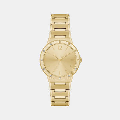 Breath Women Quartz Gold Dial Analog Stainless Steel Watch 1502715