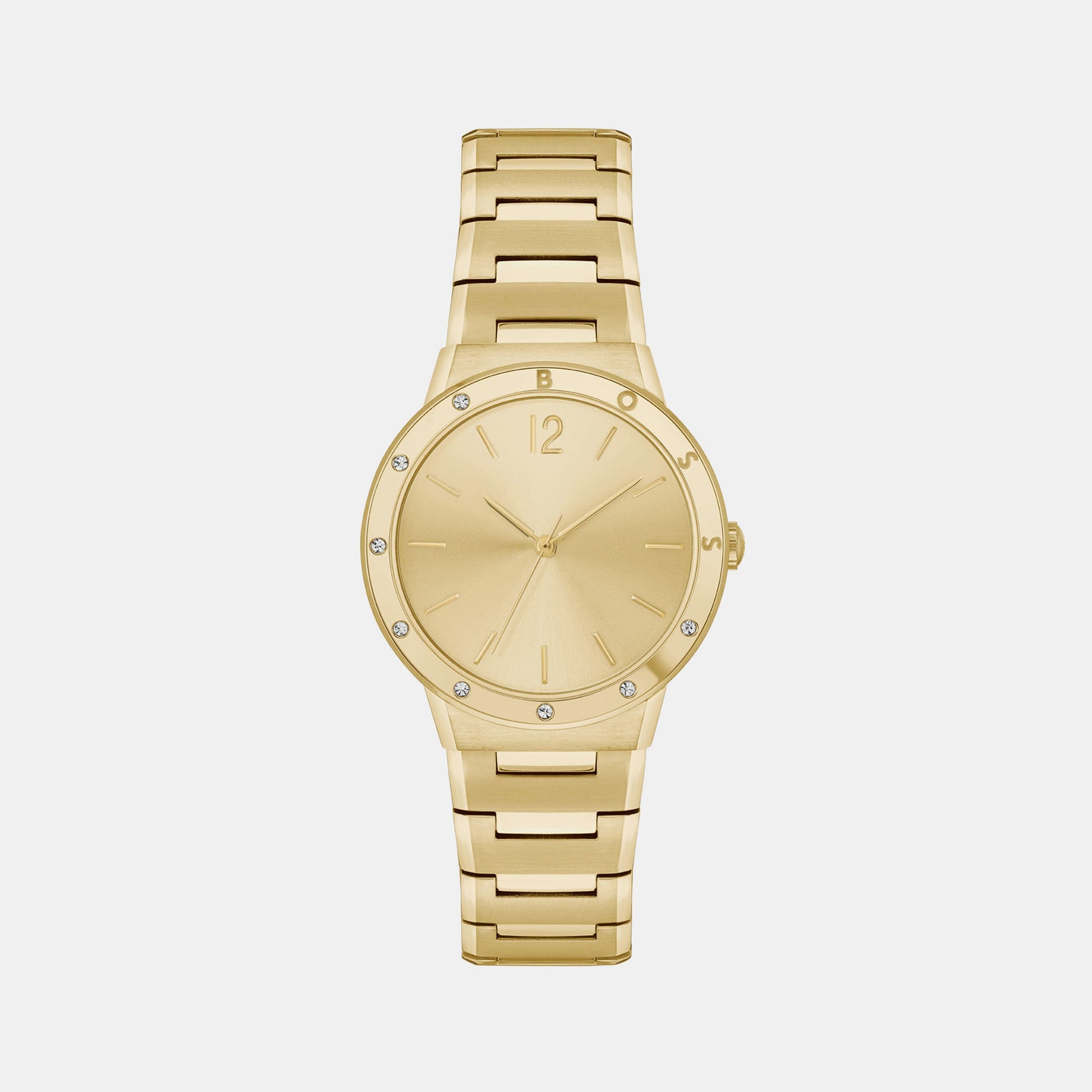 Breath Women Quartz Gold Dial Analog Stainless Steel Watch 1502715