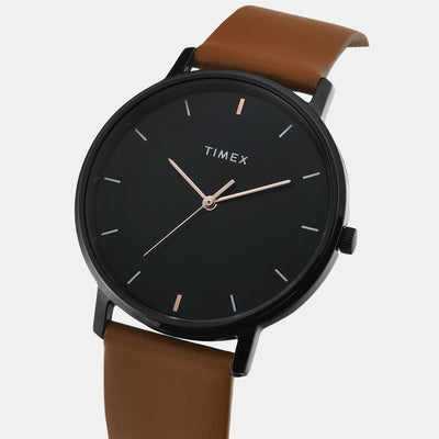 Classics Men Quartz Black Dial Analog Leather Watch TW0TG8016