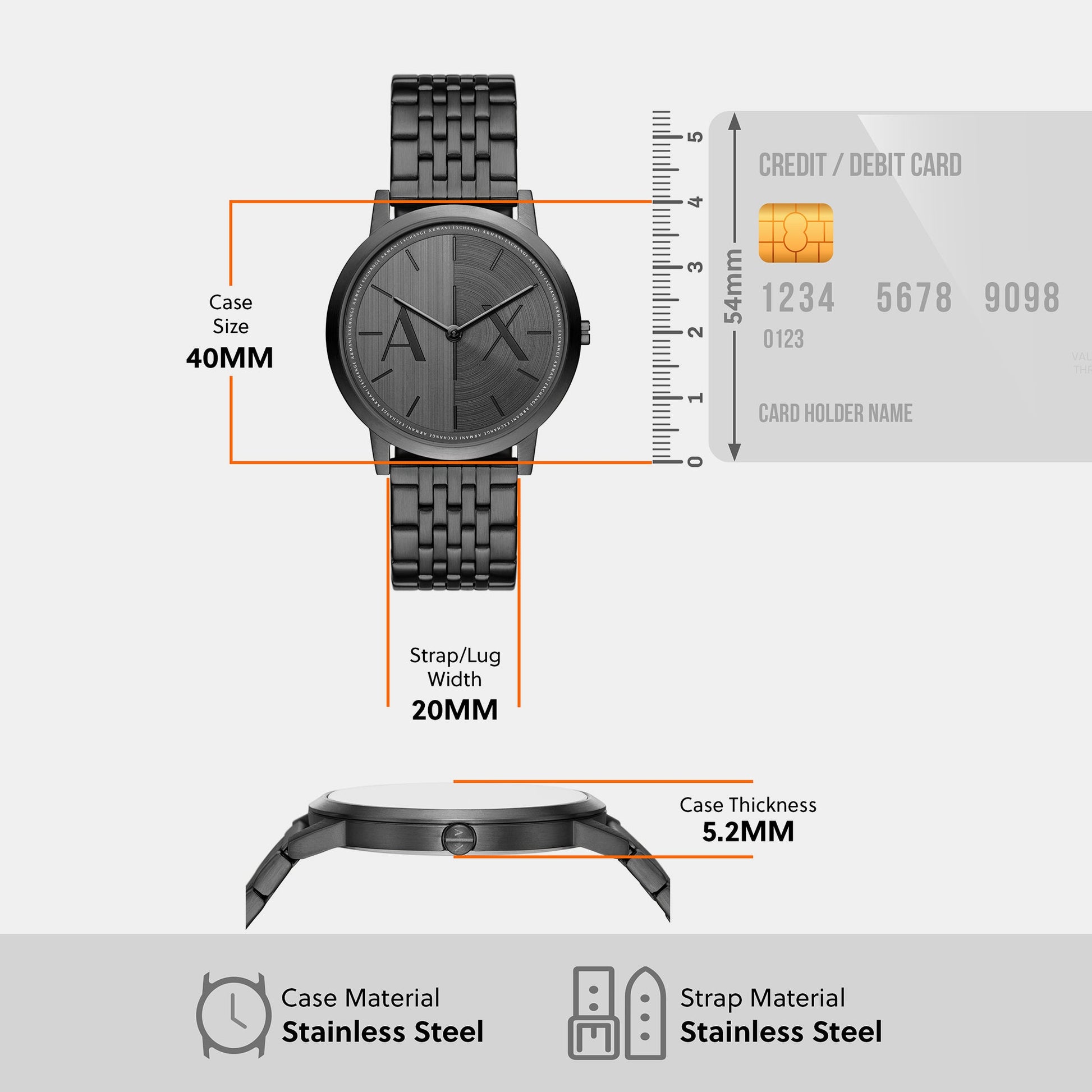 Dale Men Quartz Black Dial Analog Stainless Steel Watch AX2872