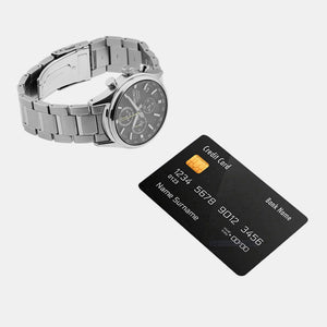 Dress Men Quartz Black Dial Chronograph Stainless Steel Watch SSB419P1