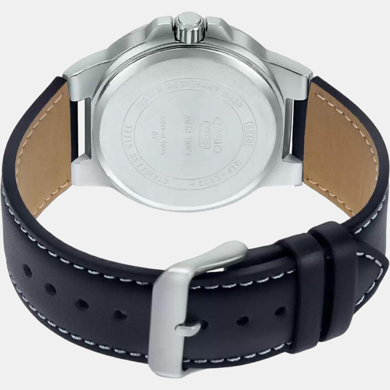 Enticer Men Quartz Silver Dial Analog Leather Watch A1825
