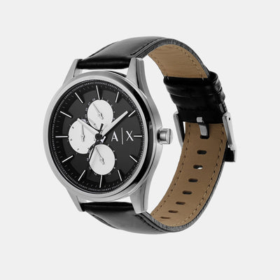 Dante Men Quartz Black Dial Chronograph Leather Watch AX1872