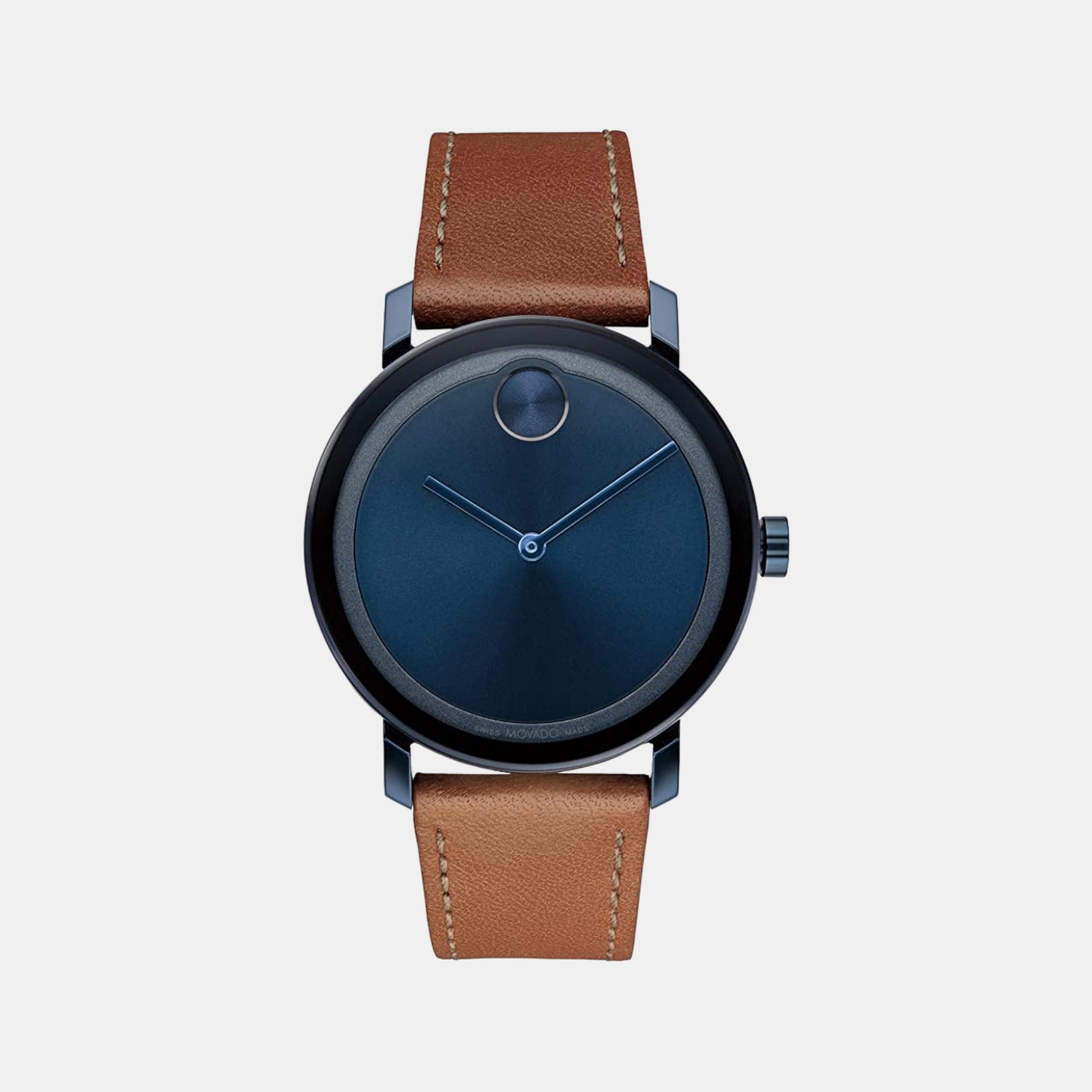 Bold Men Quartz Blue Dial Analog Leather Watch 3600806