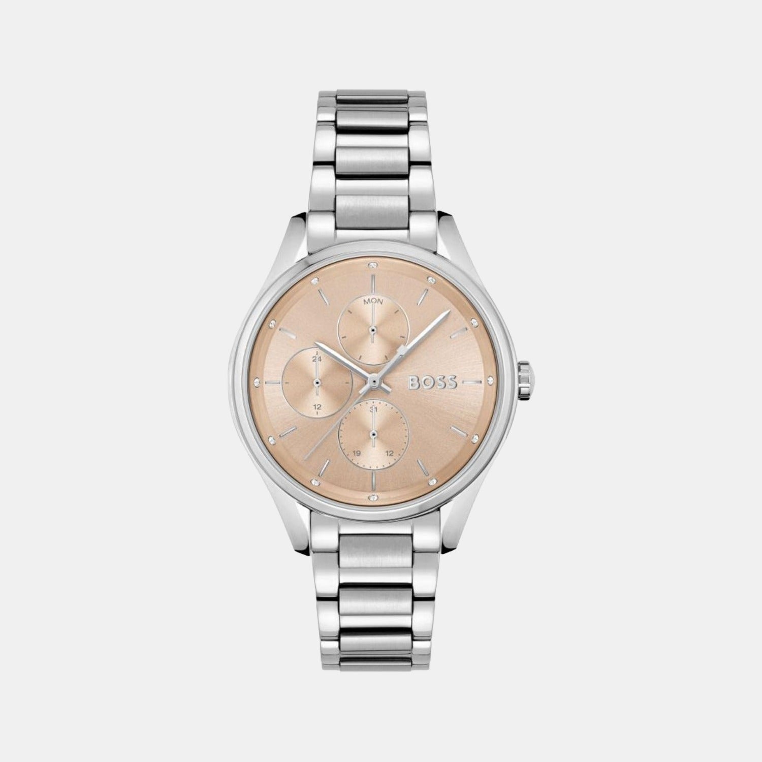 Grand Course Women Quartz Rose Gold Dial Chronograph Stainless Steel Watch 1502604