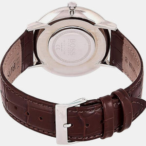 Essential Men Quartz White Dial Analog Leather Watch 1513646