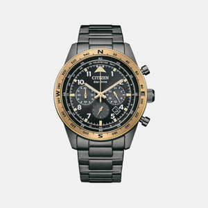 Eco-Drive Men Eco-Drive Black Dial Chronograph Stainless Steel Watch CA4556-89E
