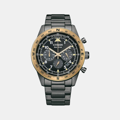 Eco-Drive Men Eco-Drive Black Dial Chronograph Stainless Steel Watch CA4556-89E