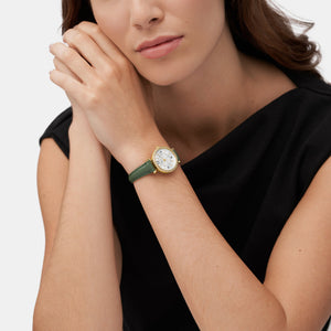Carlie Women Quartz Silver Dial Analog Leather Watch ES5298