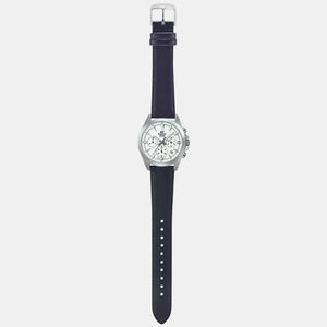 Edifice Men Quartz White Dial Chronograph Leather Watch ED543