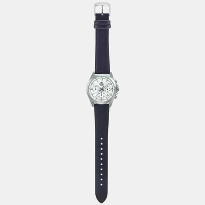 Edifice Men Quartz White Dial Chronograph Leather Watch ED543