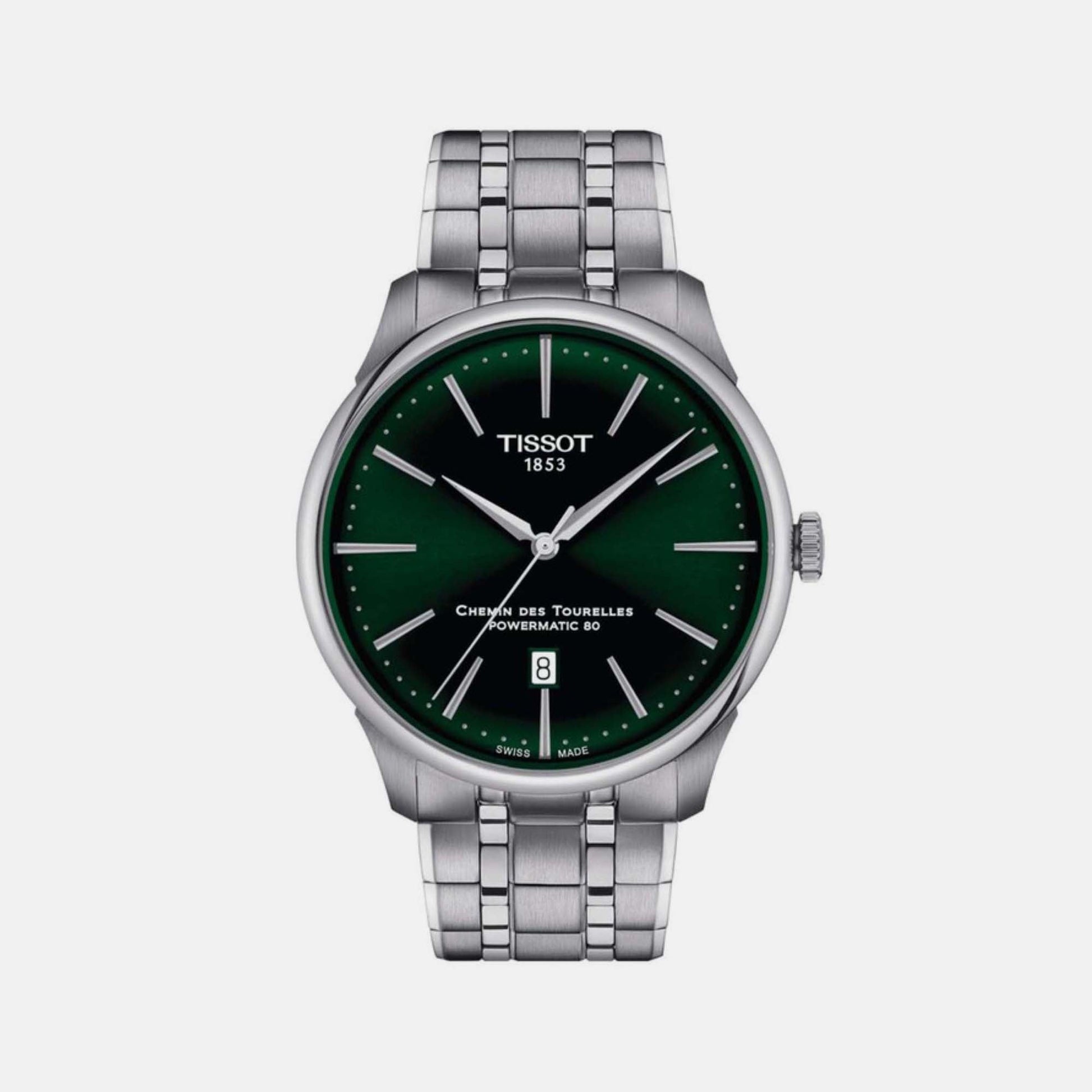 Chemin Des Tourelles Men Automatic Green Dial Analog Stainless steel Watch T1394071109100