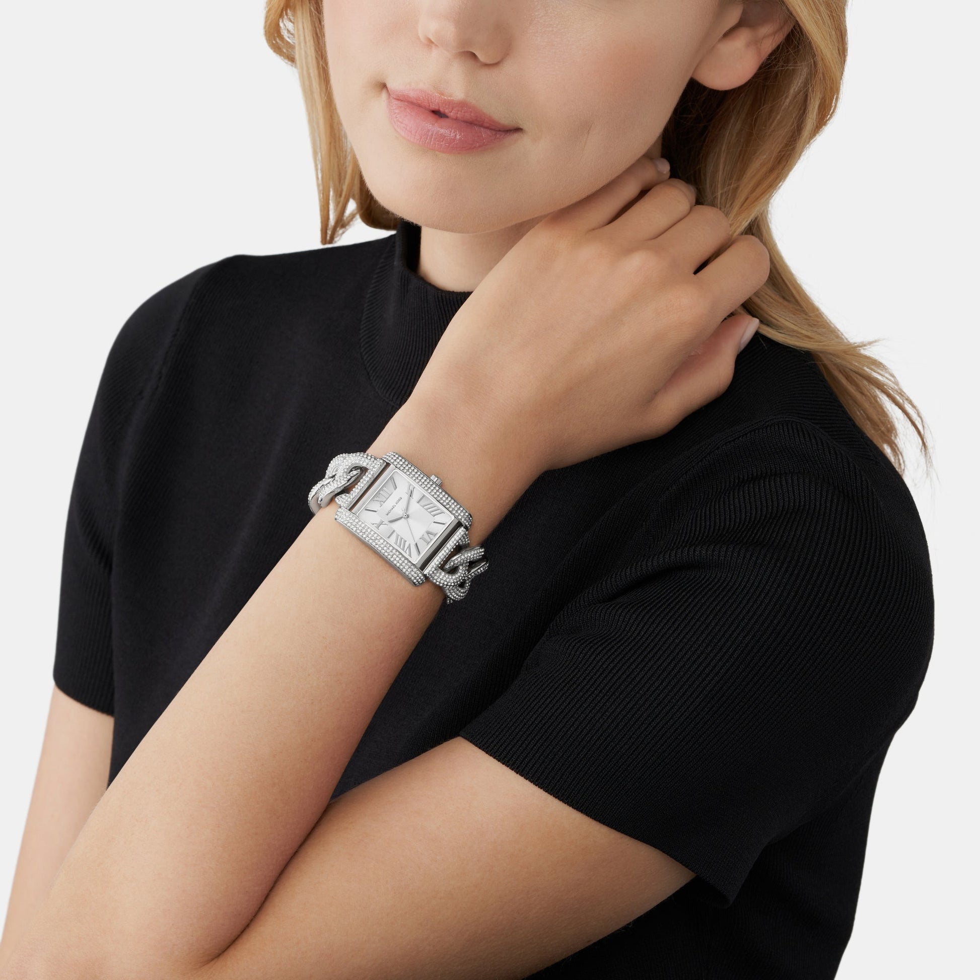 Emery Women Quartz White Dial Analog Stainless Steel Watch MK7299