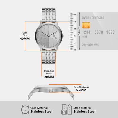 Dale Men Quartz Silver Dial Analog Stainless Steel Watch AX2870