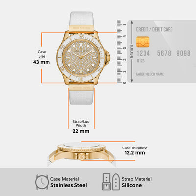 Everest Women Quartz Gold Dial Analog Silicone Watch MK7357