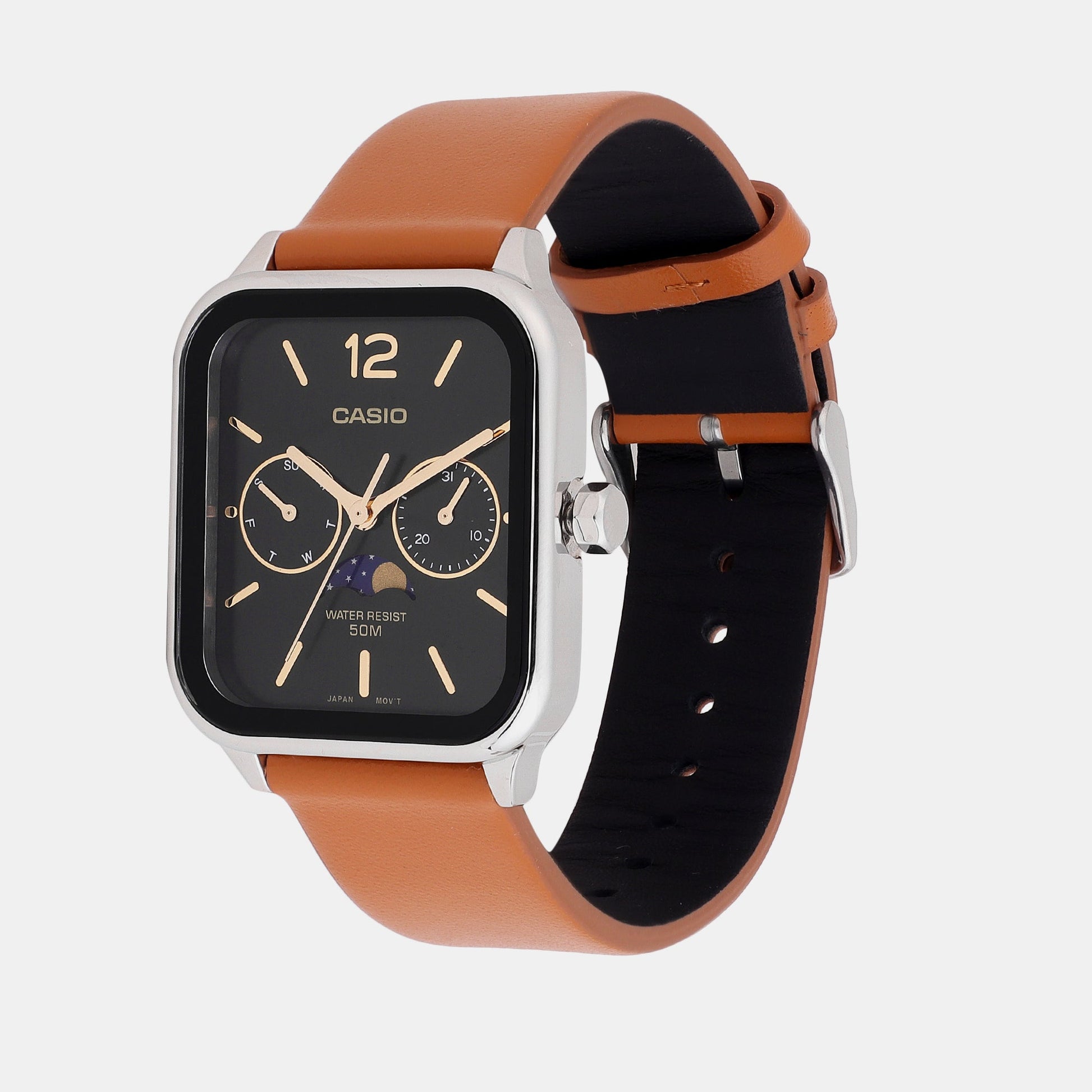 Enticer Men Quartz Black Dial Chronograph Leather Watch A2184