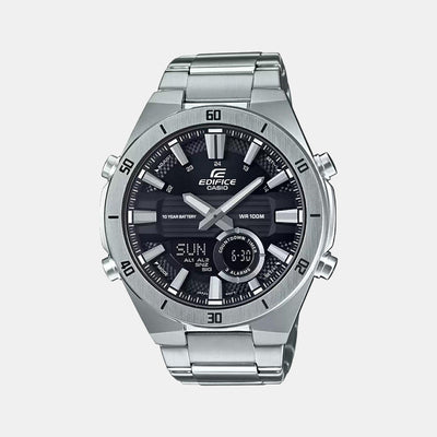 Edifice Men Quartz Black Dial Analog-Digital Stainless Steel Watch EX456