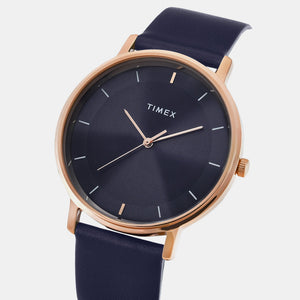 Classics Men Quartz Blue Dial Analog Leather Watch TW0TG8015
