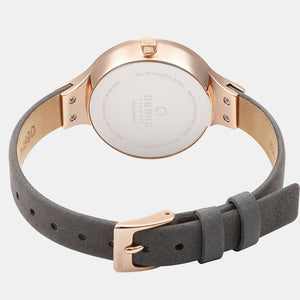 Eng Pebble Women Quartz Grey Dial Analog Leather Watch V201LDVJRJ