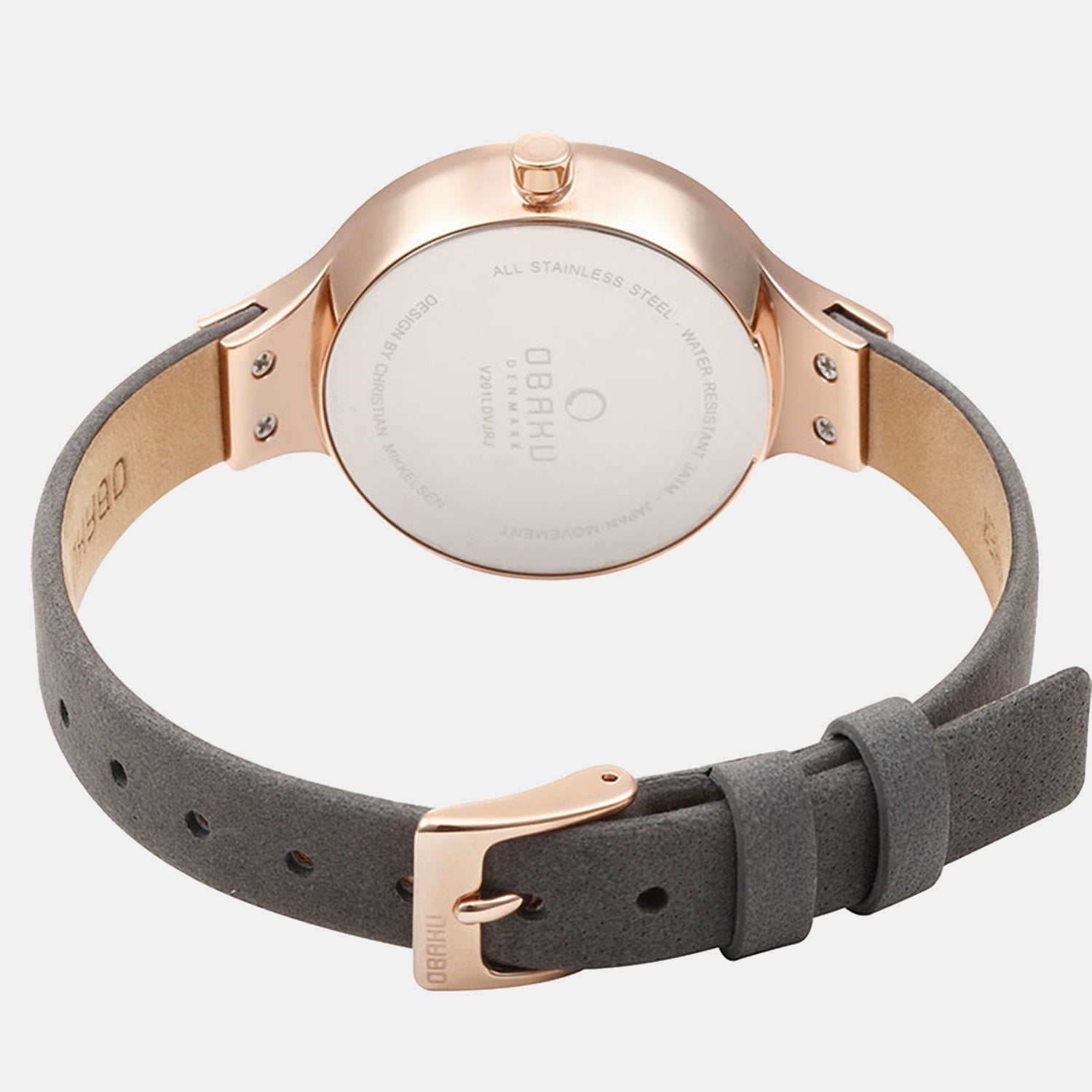 Eng Pebble Women Quartz Grey Dial Analog Leather Watch V201LDVJRJ