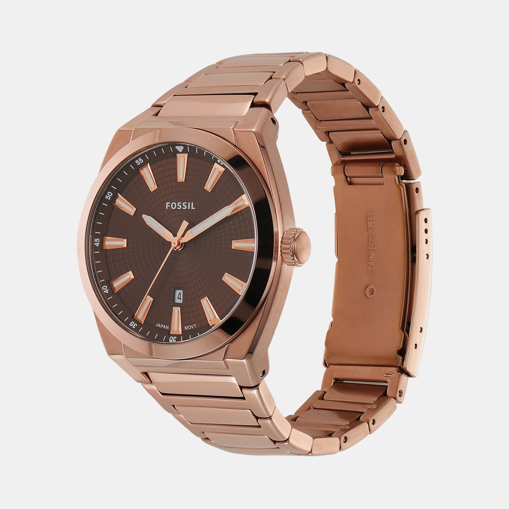 Everett Men Quartz Brown Dial Analog Stainless Steel Watch FS6028